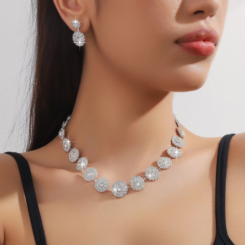 TNB427 สร้อยคอ Brilliant Diamond + ชุดเครื่องประดับต่างหูทรงกลมสําหรับ muse