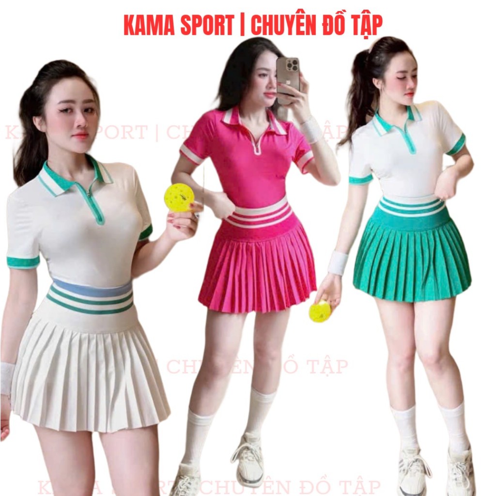 ชุดลูกดองผู้หญิงพร้อมเสื้อคอปกและกระโปรงพลีทเอวสูงสําหรับฝึกลูกดองเทนนิสแบดมินตัน บีพี18