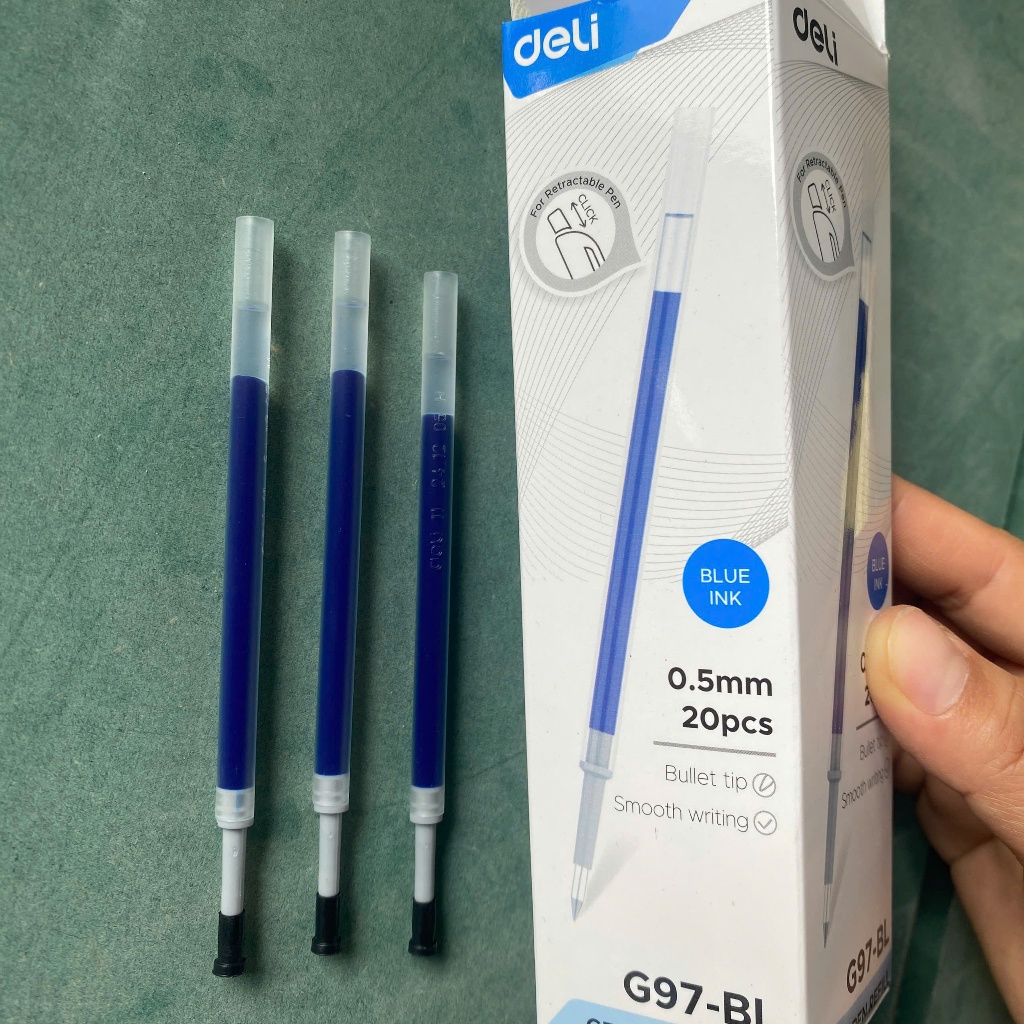 กล่อง 20 ไส้ปากกาลูกลื่นเจล Deli G97-BL หมึกสีน้ําเงิน - ปากกาลูกลื่นเจล Deli G97-BL หมึกสีน้ําเงิน