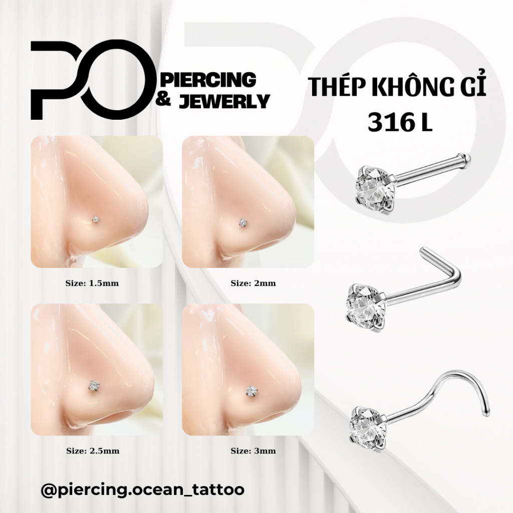 01 ชิ้น - BAD STONE NOSE RING - สแตนเลสแบบไม่มีสัมผัส