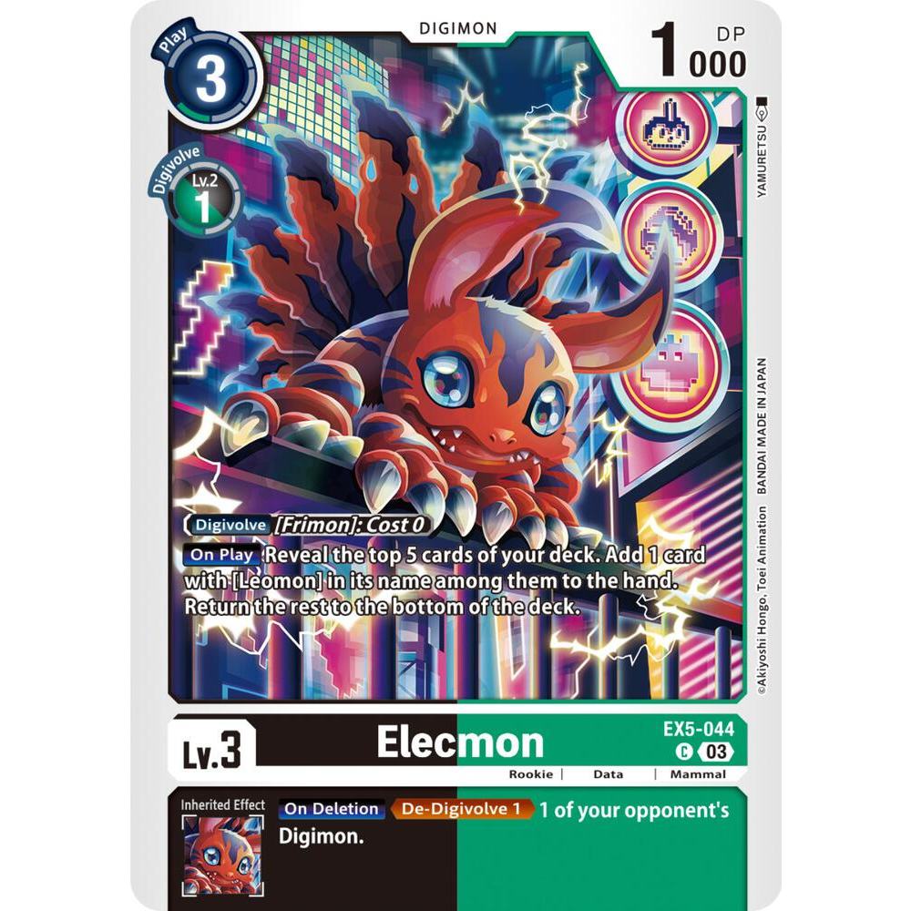 Digimon Card Code EX5-444 - Elecmon - Digimon - Common