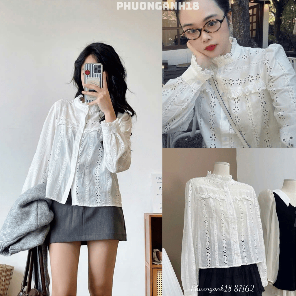 เสื้อคอปกระบายลายดอก การควบคุมคุณภาพ 87162