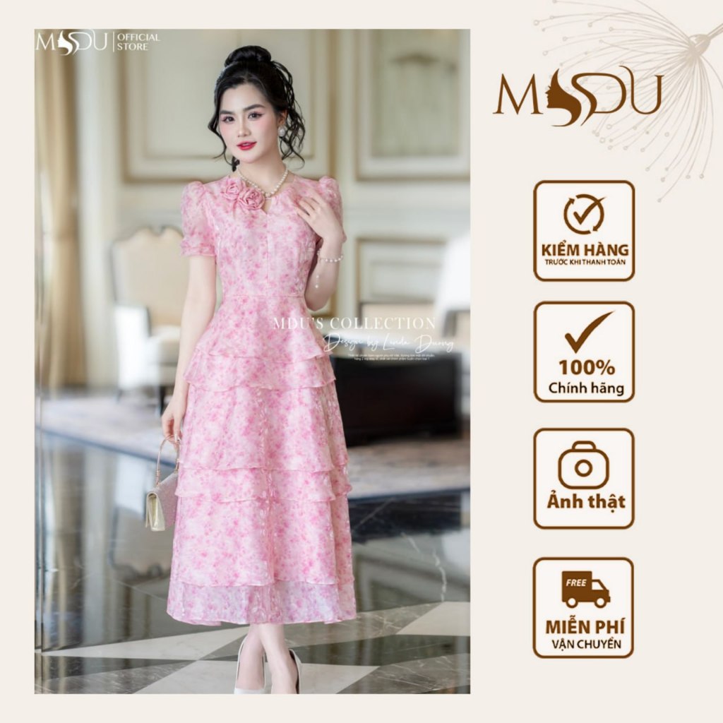 SA Designed Dress MDU4737 Long Light Flare Elegant Snow Vein Silk จาก MDU