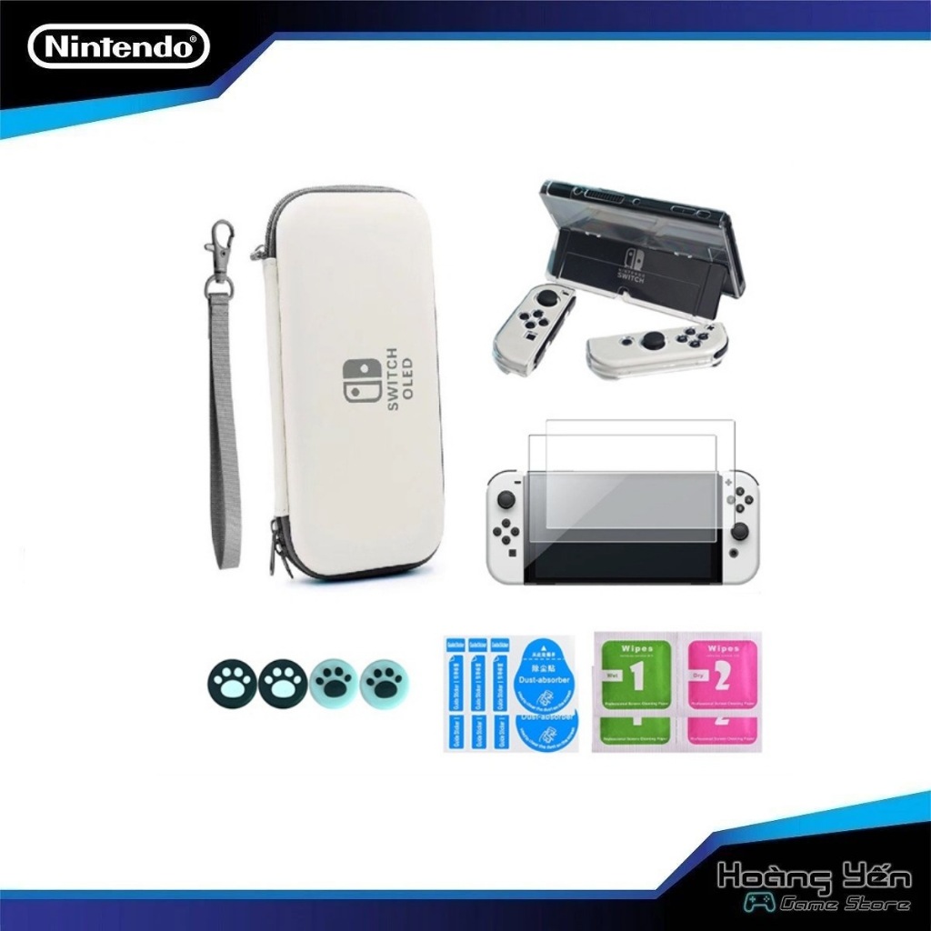 กระเป๋าคอมโบ+กระจกนิรภัย+เคส+ปุ่มอนาล็อก Oled สวิตช์