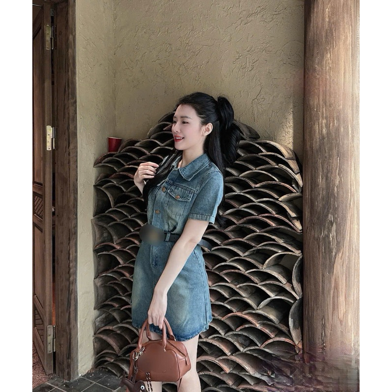 N184กระโปรงยีนส์ส่วนบุคคลพร้อมเข็มขัดมินิ