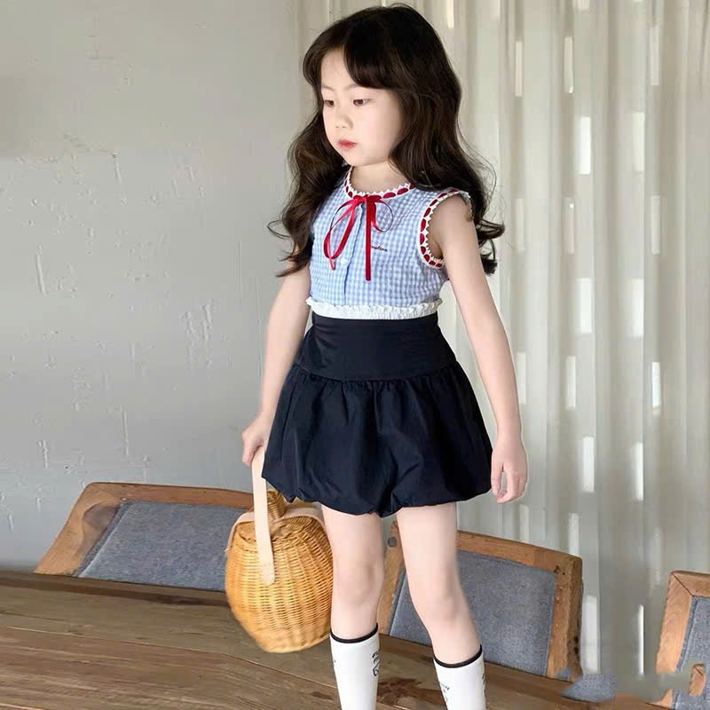 ชุดเด็กทารกผู้หญิง กระโปรงแขนกุด อายุ 1-5 ปี (เสื้อ+กระโปรง 2 ชิ้น)