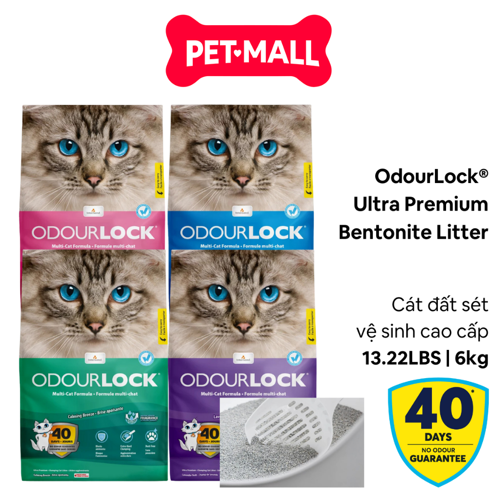 6KG - OdorLock Bentonite Canada Cat Cat Super Clumping Smell Lock 40 วัน, Petmall Clay Cat