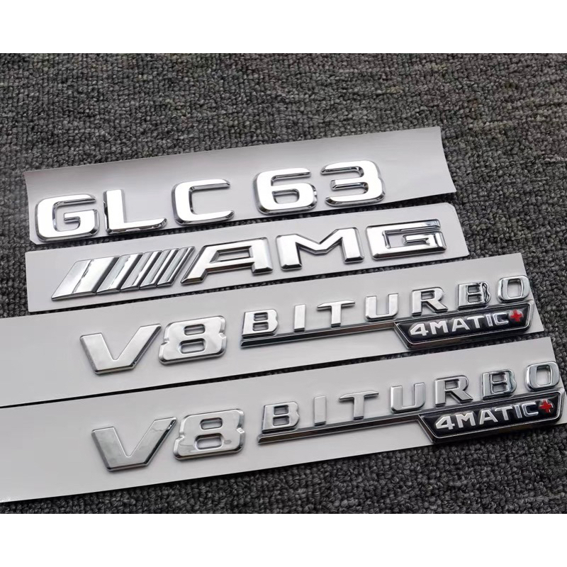 LETTERS C63, LETTERS E63, LETTERS GLC63, LETTERS S63, AMG LETTERS, SILVER V8 BIRTUBURBO LETTERS