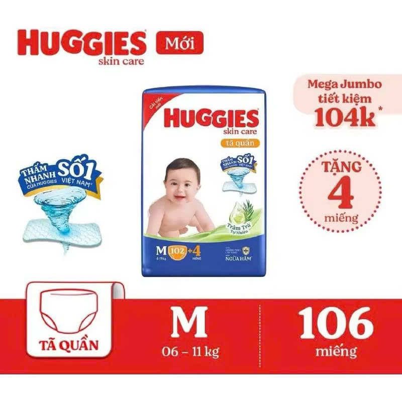 [BIG] New Improvement Huggies Skincare Mega Jumbo Diaper Pants ไซส์ M106/L96+8/XL84+4/XXL76+4