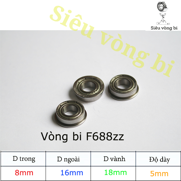 แบริ่งหน้าแปลน F688ZZ - แบริ่งขอบ F688ZZ - มาตรฐาน 8x16x5mm (ขอบ 18mm)