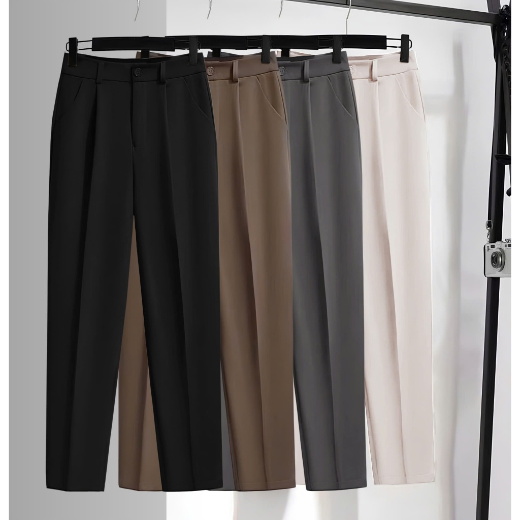 VIP7 กางเกงสตรีสํานักงาน bigsz 47KG-100KG แฟลตเตอร์ เรียบหรู ผ้าเกาหลีคุณภาพสูง