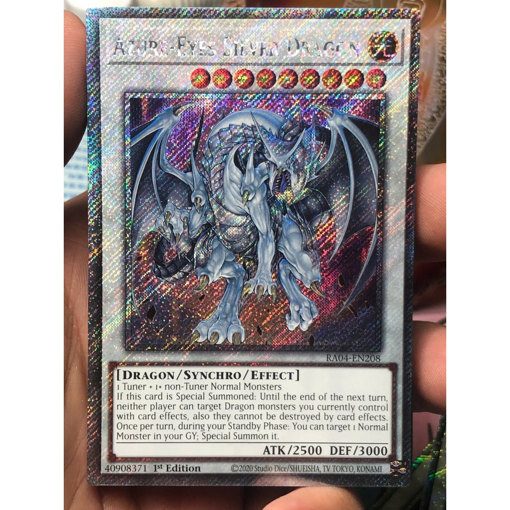 [KW2 Yugioh] [EN-UK] [Nice Art] การ์ดมังกรเงิน Azure-Eyes - RA04-EN208 - Platinum Secret Rare 1st Ed