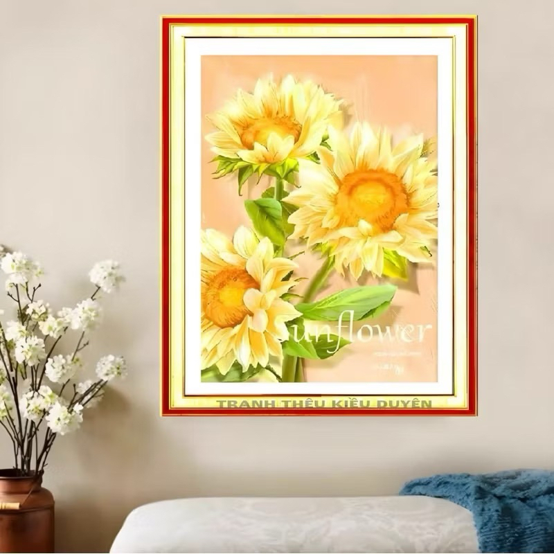 ภาพวาดปักครอสติชดอกทานตะวัน MN0327 (50x68cm) ภาพวาดไม่ปัก