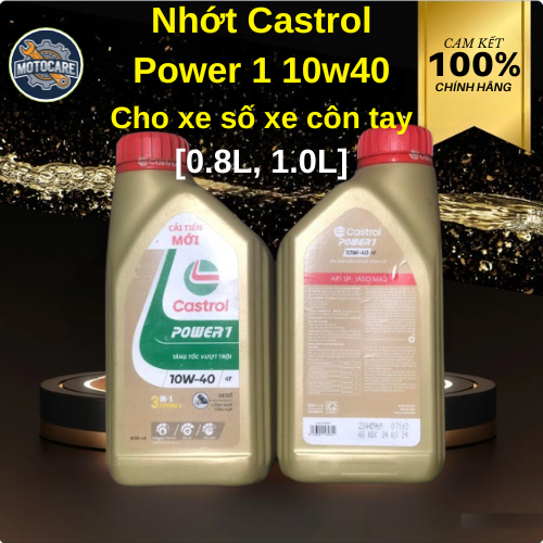 Castrol Power 1 10w40 Oil - สําหรับรถเกียร์ธรรมดา [0.8L, 1.0L]