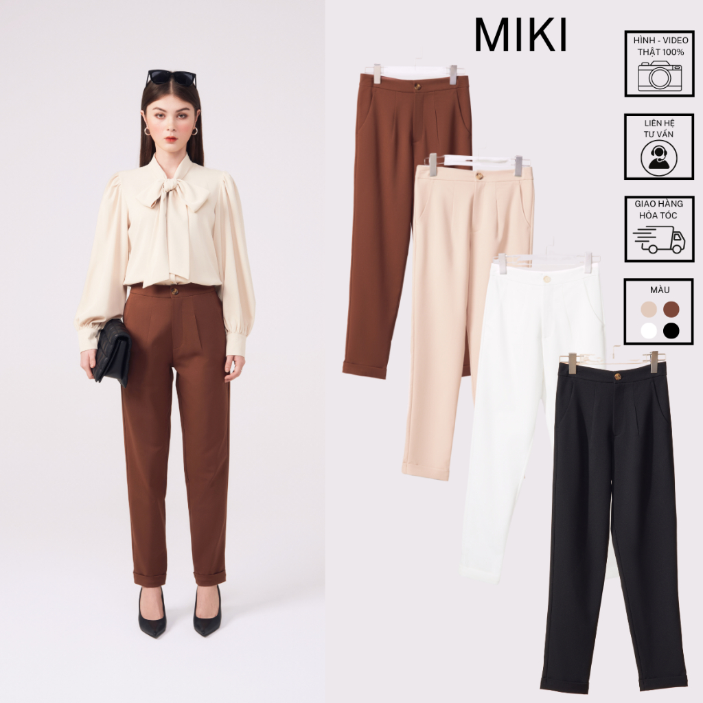 MIKI LONG OFFICE LADY FOLDED BREGGY PANTS