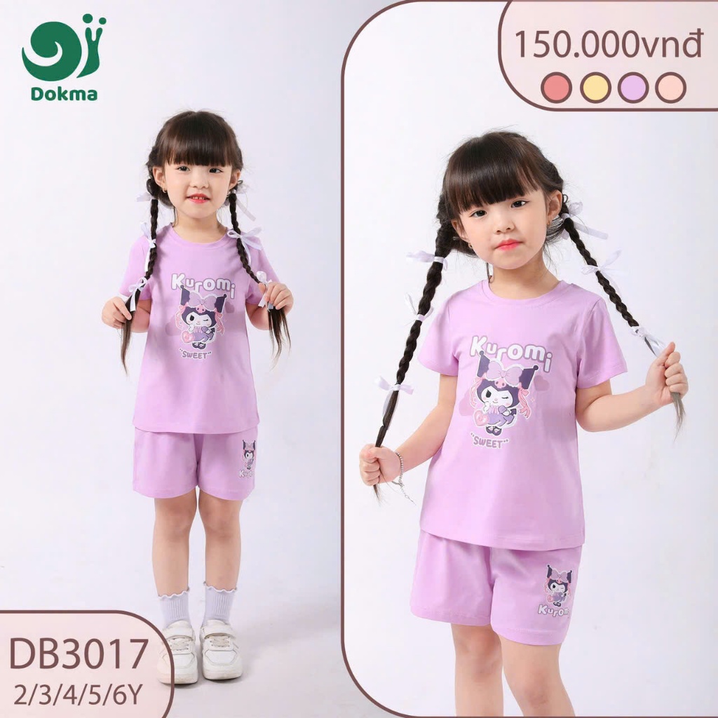 ชุดแขนกุดเด็กผู้หญิง Dokma DB3017 ไซส์ 2-6Y ผ้าคอตตอน