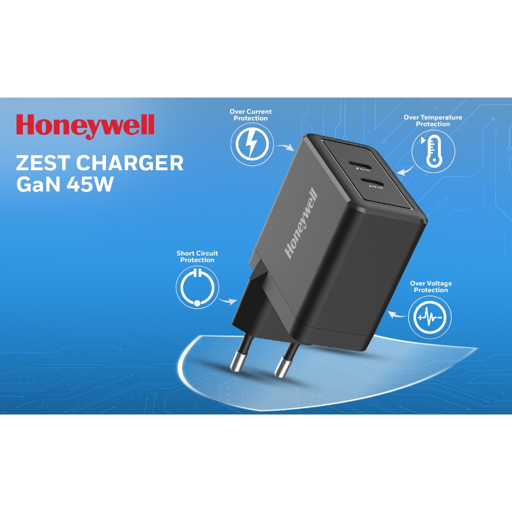 เครื่องชาร์จเร็ว Honeywell Zest GaN 45W - HC000043/CHG/GAN/BLK/45W/EU - สีขาว - สินค้าของแท้