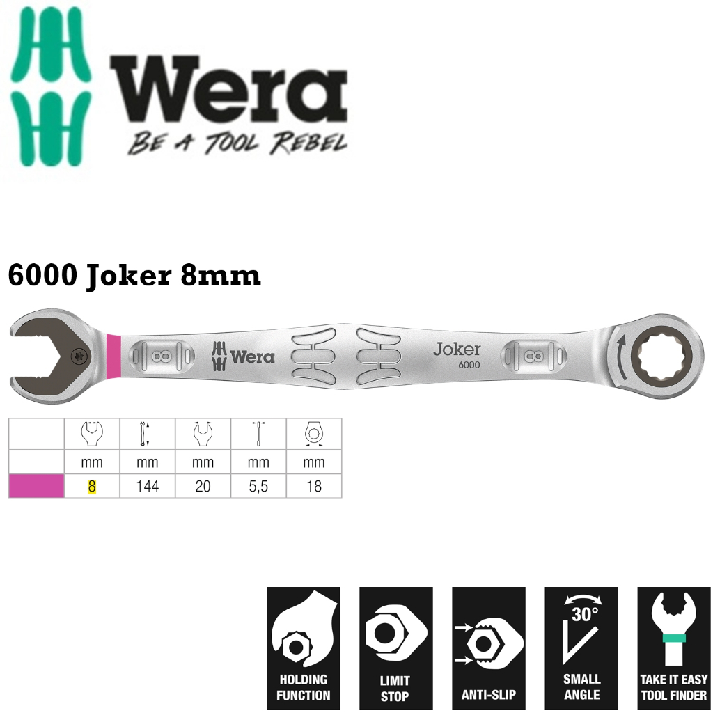Wera 6000 Joker 8 x144mm Wera 8mm ประแจซ็อกเก็ต 05073268001