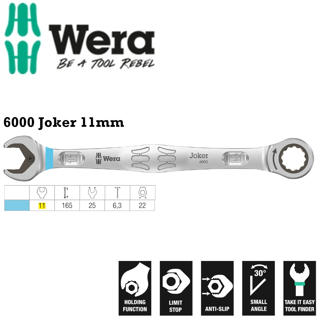 Wera Joker 6000 ประแจวงล้อ ขนาด 11x165mm Wera 05073271001