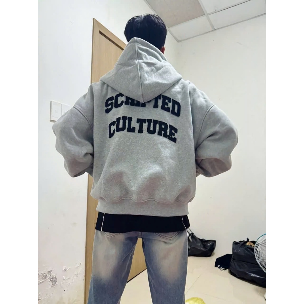 HOODIE ZIP COTTON Flannel JACKET สําหรับผู้ชายและผู้หญิงที่มี LETTERS พิมพ์หมายเลข 7-4