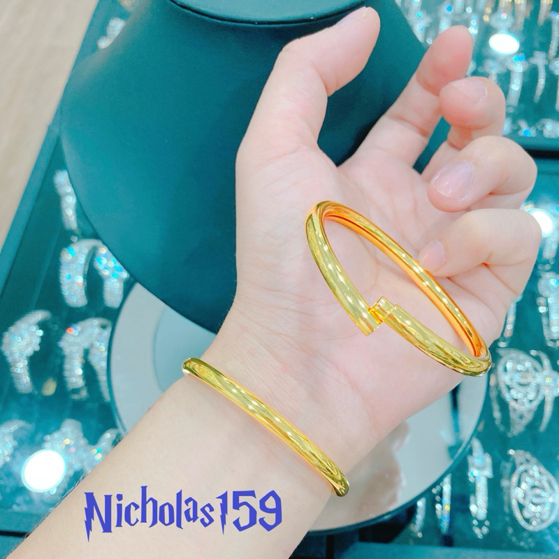 สร้อยข้อมือกลมธรรมดา 5 มม. ชุบทอง 24 มม. สี NC ทนทาน
