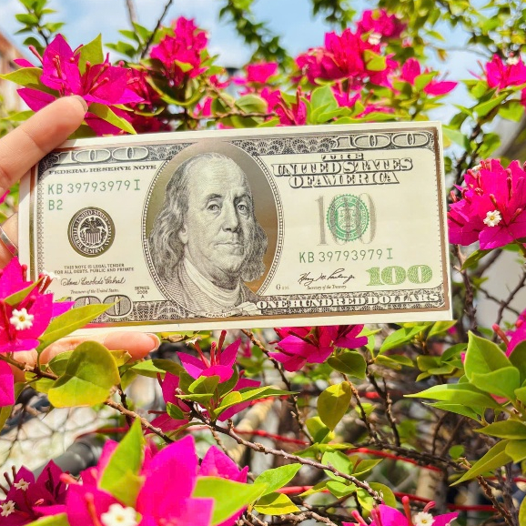 LOT OF 10 RED ENVELOPES IN THE SHAPE OF 100 DOLLARS GOLD PLATED WITH LUCKY LA USD