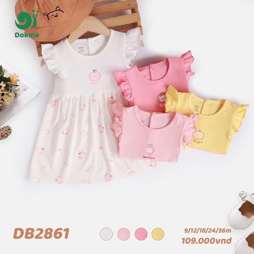 Dokma DB2861 เดรสแขนกุด Size 9-36M ผ้าคอตตอนเนื้อนุ่ม