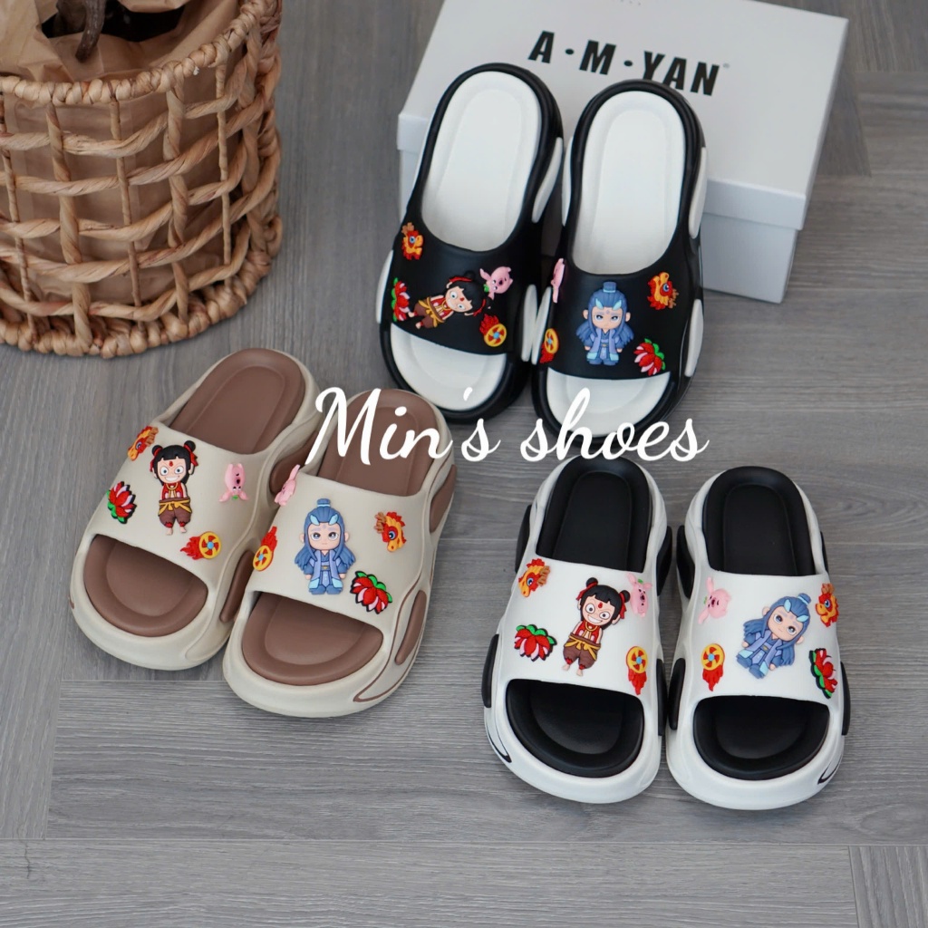 Mins Shoes - Cross Classic Sandal Crush Clog รองเท้าแตะส้นสูง 6 ซม. สําหรับผู้หญิง 122
