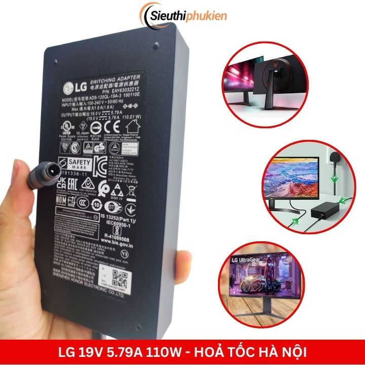 แหล่งจ่ายไฟจอคอมพิวเตอร์ Lg 27GN950 27GN950-B 27GN950-B.AEK 27" 110W เดิม