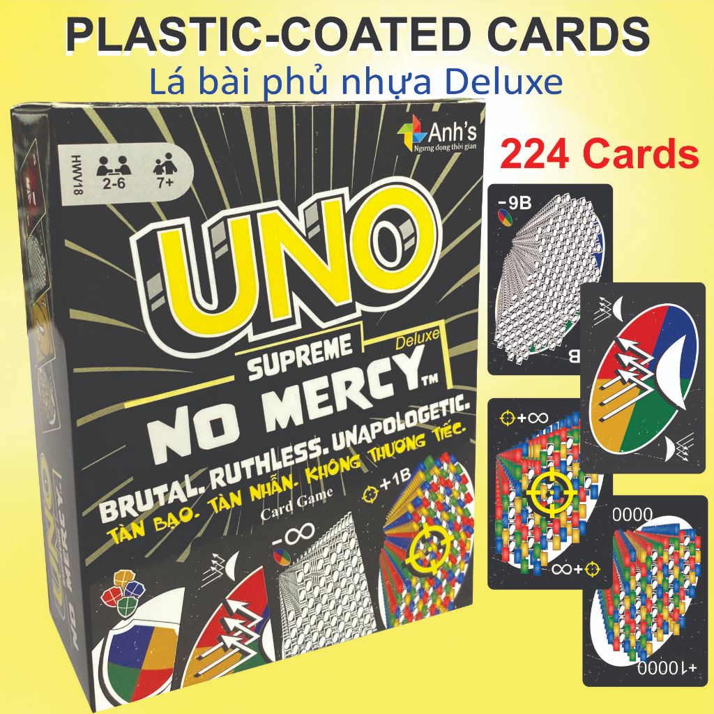 Uno Supreme No super Mercy 224 ใบ/ Classic 168 ใบเคลือบพลาสติก