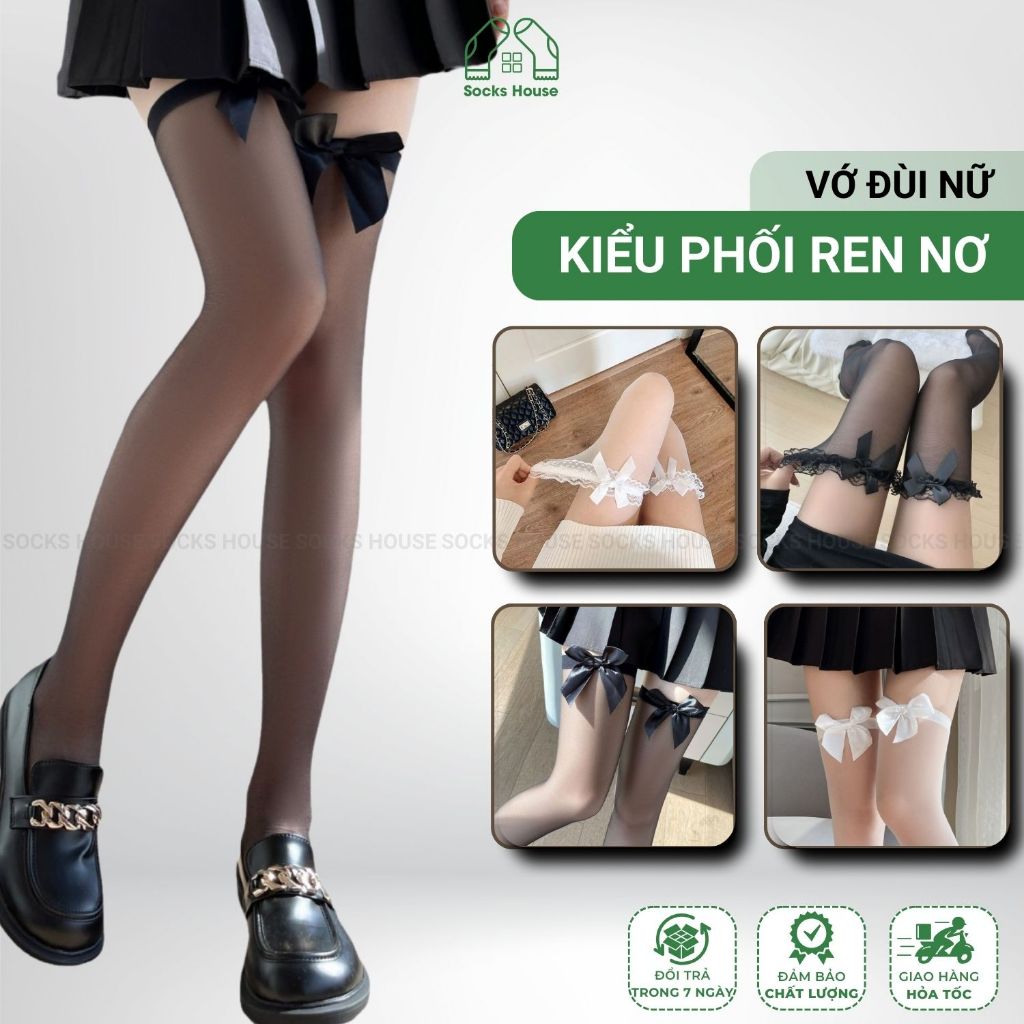 SOCKS HOUSE คอนซีลเลอร์ SOCKS ทําจากโพลีเนื้อนุ่ม ยาวถึงเข่า พร้อมขอบลูกไม้ผู้หญิง - CKD-2515-1DOI