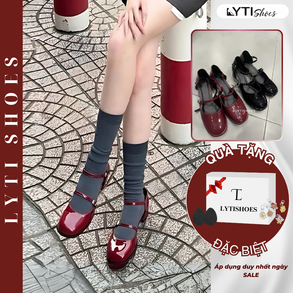 Dynamic Marry Jane Doll Shoes หัวกลม และส้นสี่เหลี่ยม 3 ซม. G216 Lytishoes