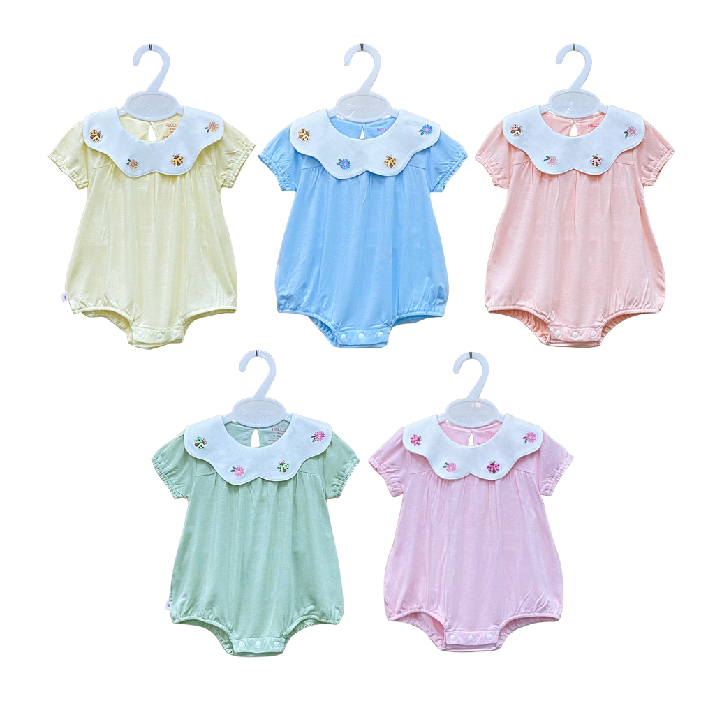 บอดี้สูทเด็กผู้หญิงคอปกลายดอกไม้สวย 1703 - HELLO BnB