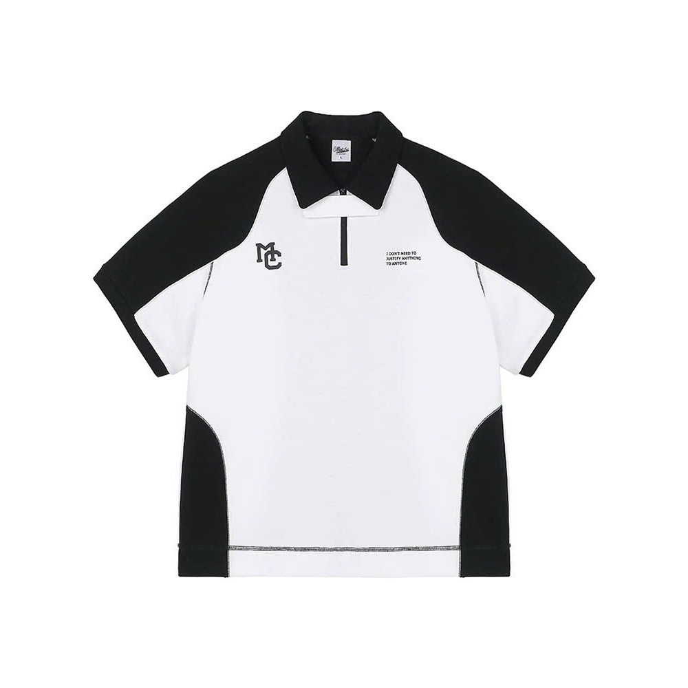 MC เสื้อโปโล Unisex - hinata97_shop - เสื้อคอปกมีซิปผ้าฝ้าย 4 ทิศทางไดนามิกใส่ไปโรงเรียนหรือทํางาน