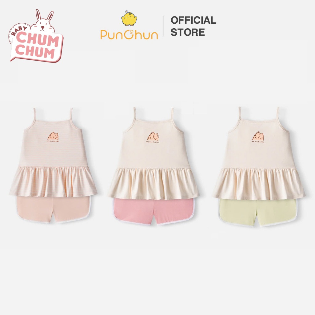 [BABY CHUMCHUM x Puchun] ชุดทูพีซขนปุยสําหรับเด็กผู้หญิงอายุ 6 เดือน - 5 ปี PUNZUN SS25D4