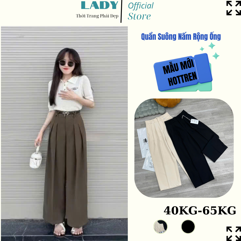 Lady Officail Wide-Leg Short Pants คุณภาพญี่ปุ่น QC Stylized Diagonal Leech Pants