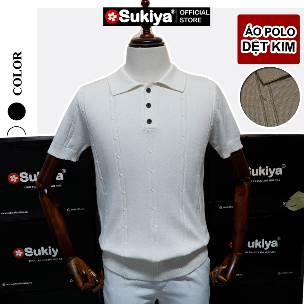 SUKIYA เสื้อโปโลถักผ้าวูลระดับพรีเมียมสําหรับผู้ชาย _ เสื้อโปโลถักลายเชือก AL100