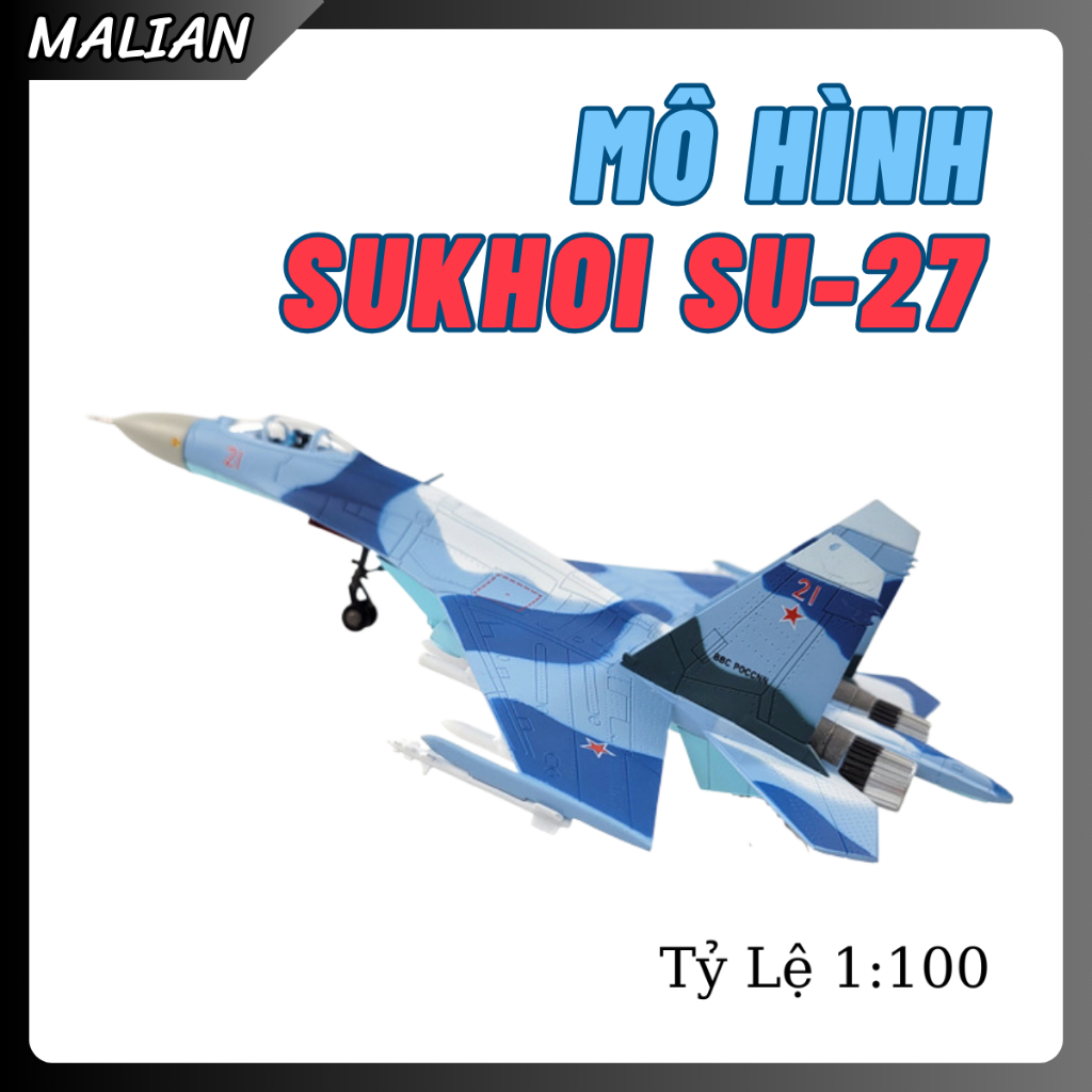 โมเดลโลหะ SUKHOI SU-27 Multitasking Fighter Plane SU-27 Scale 1:100