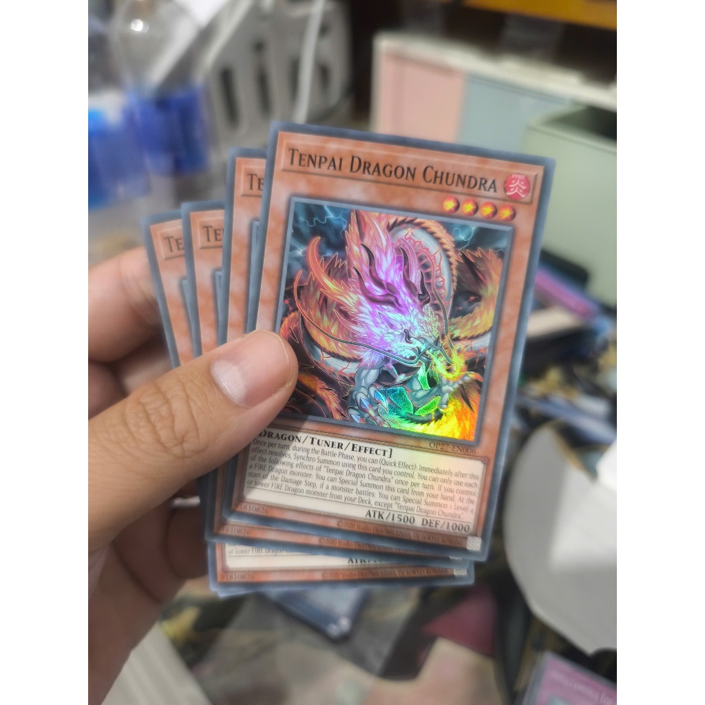 [Yugioh Funny Shop] การ์ด 1 ใบ Tenpai Dragon Chundra OP27-EN006 SUPER RARE