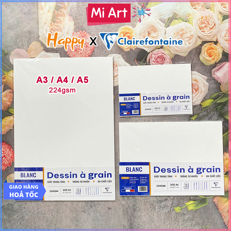 [Ho Chi Minh City Express] BLANC A3/ A4/ A5 Fine Art Drawing Paper - 224gsm - Clairefontaine French 