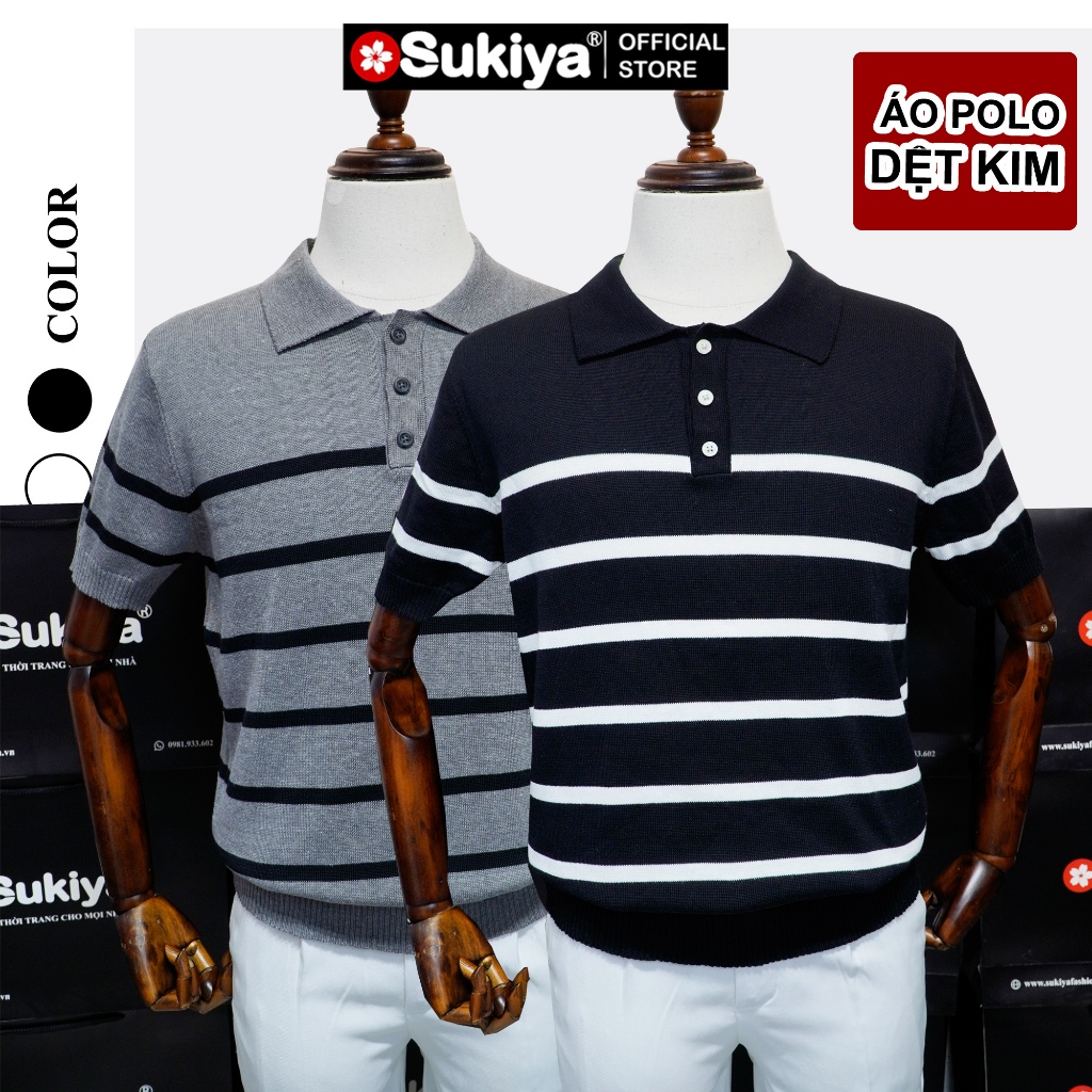 SUKIYA เสื้อโปโลถักพื้นฐานสําหรับผู้ชาย Premium Elegant Style AL74