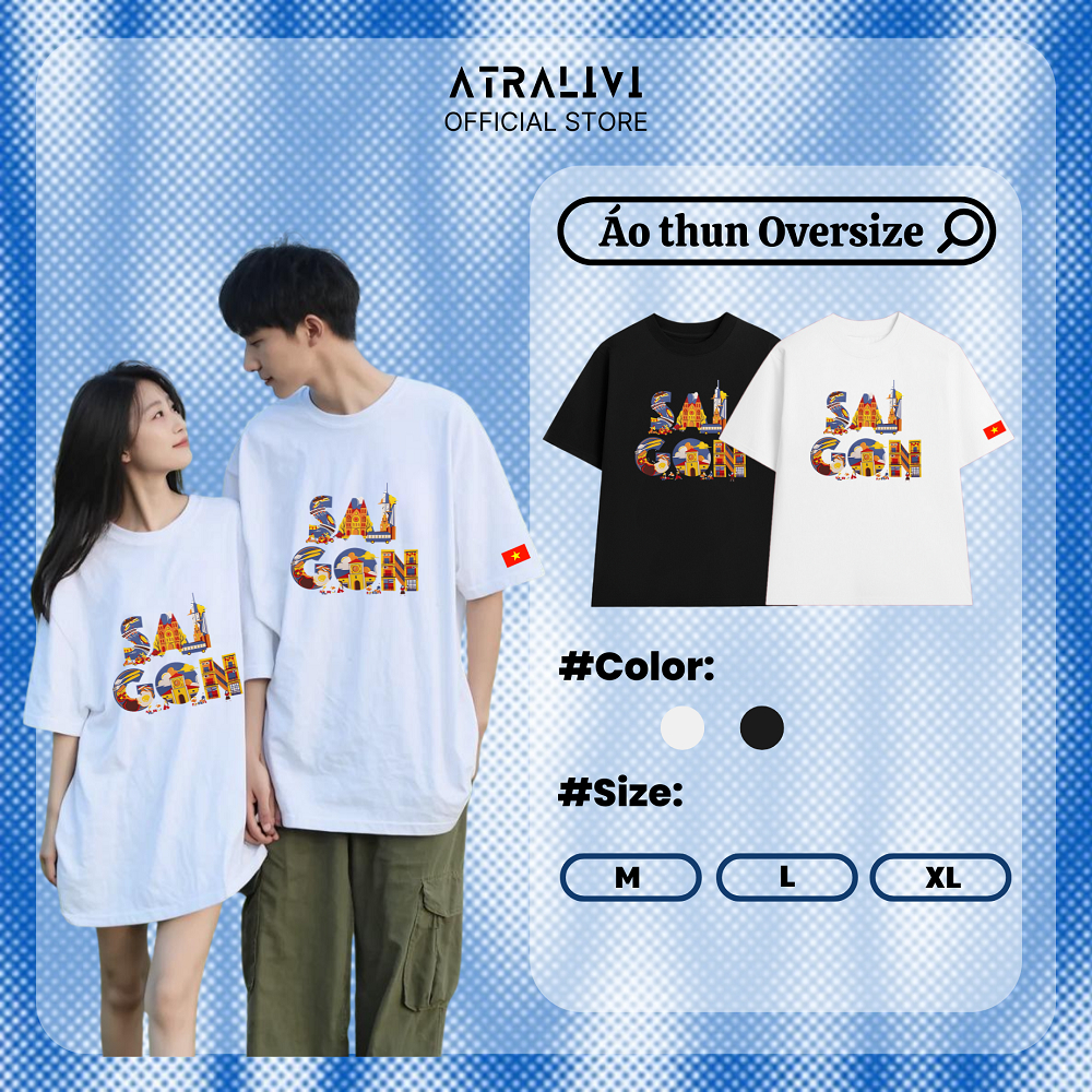 เสื้อยืดโอเวอร์ไซส์พิมพ์ลายตัวอักษรเสื้อยืดทรงหลวมคุณภาพสูง ATRALIVI OVS-27 ผ้าคอตตอนลดวัย