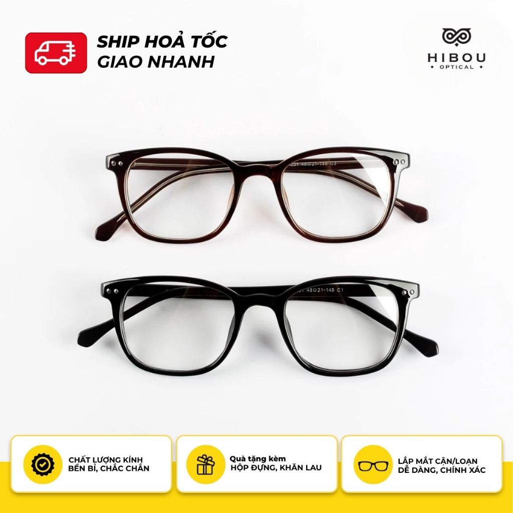 HIBOU กรอบแว่นตาแว่นตากรอบสี่เหลี่ยมสไตล์เกาหลีเหมาะสําหรับหน้ากลม Vline GA101