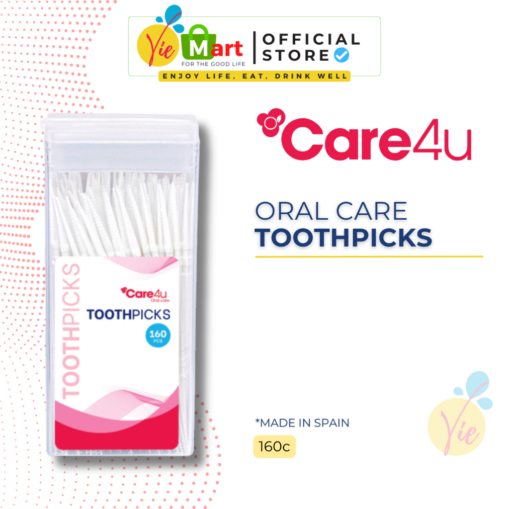 CARE4U ฟันปลอมทําความสะอาดไม้จิ้มฟันลบเศษอาหารระหว่างฟัน 160 ชิ้น