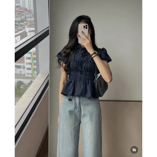 เสื้อปกบัวระบายเนื้อผ้าลินินนุ่มเย็นสบาย แบบยาวคลุมพุง โดย บูน222
