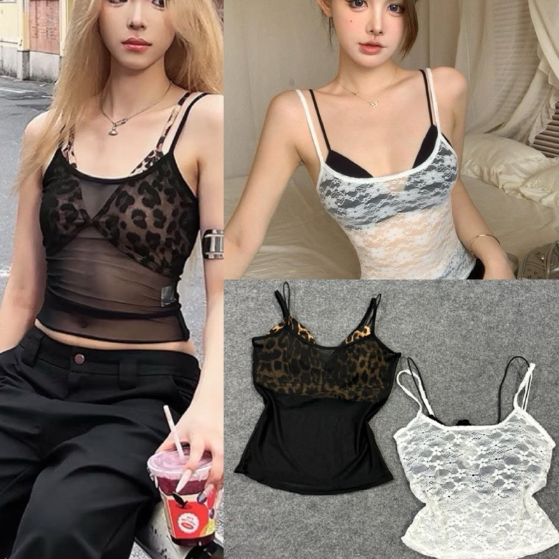 บน-16. ชุด 2 สาย Mesh Lace และบราเสริมฟองน้ํา