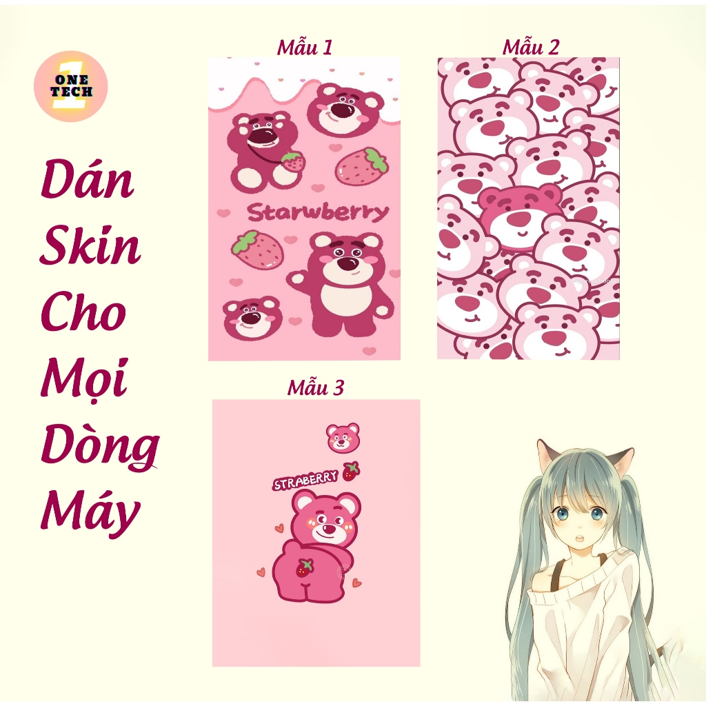 สติ๊กเกอร์พิมพ์ลาย Strawberry Bear หุ้มกลิตเตอร์ bling (MESSAGE SHOP MACHINE NAME)