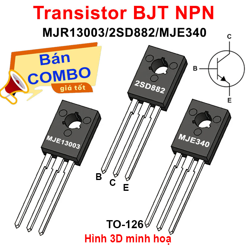 (10 ชิ้น) ทรานซิสเตอร์ BJT NPN MJR13003 / 2SD882 / MJE340 พิน TO-126