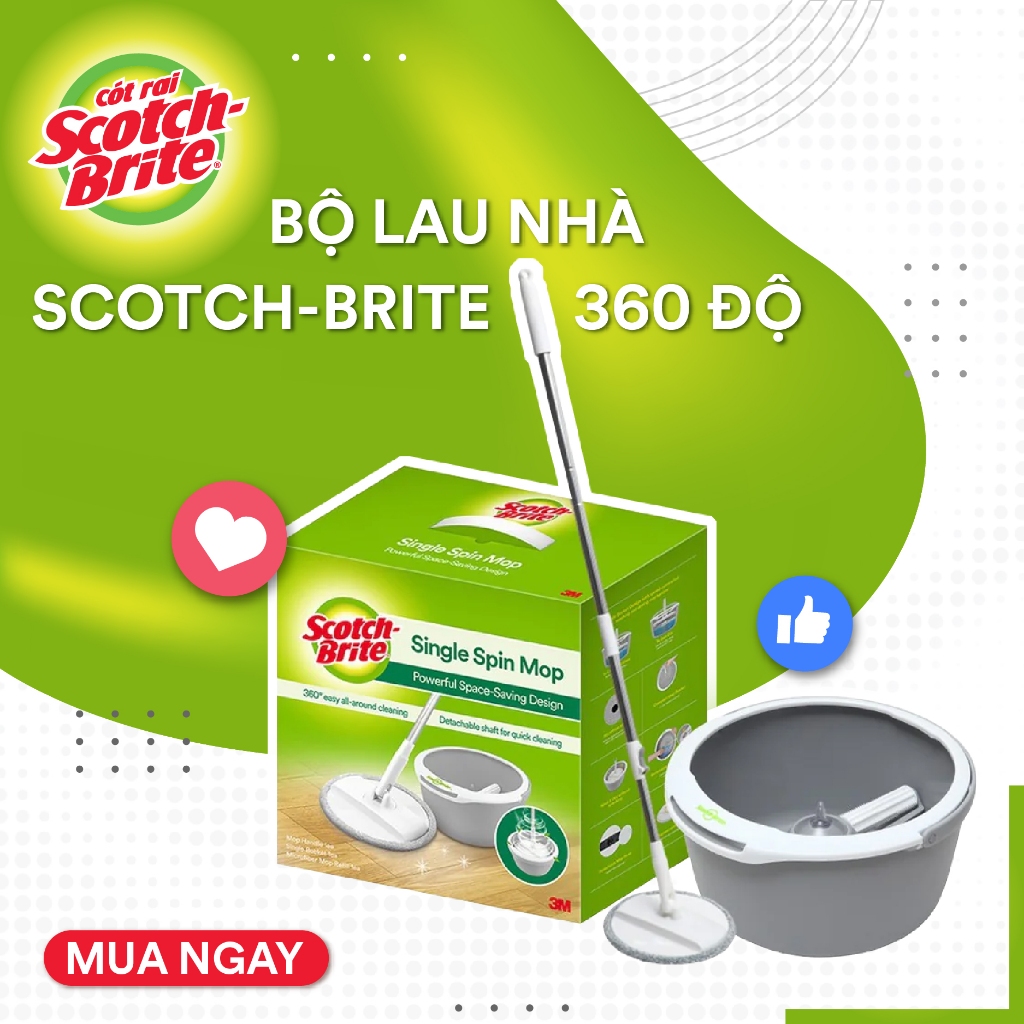 ชุดไม้ถูพื้น 3M Scoth-Brite T6-PD 18 รุ่นใหม่ ซักและบิดในตัว สีเทา แบรนด์อเมริกา