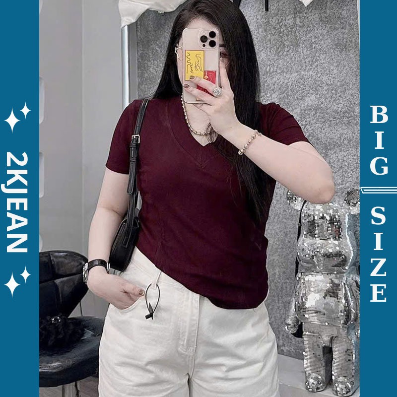 เสื้อยืดผู้หญิงคอกลม 2KJeans Bigsize 55kg-90kg เสื้อยืดแขนสั้นทําจากผ้าไหมบ่อสุกคุณภาพสูงที่9006